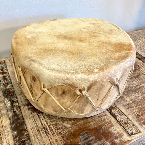 Rawhide Hand Drum Taos Pueblo Red Willow Leather and Wood - Picture 8 of 14